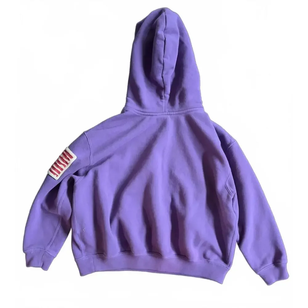 Polo Ralph Lauren Hoodie Purple Green Logo Flag Patch Size M 8-10